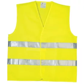   Fényvisszaverő mellény fényvisszaverő csíkokkal, textil/celofán csomagolásban, M–XXL méretben, 60 g