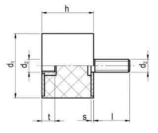 Gumibak univerzális – M8 D40 H40 – 1 csavar + 1 belsőmenetes – GUF 339764