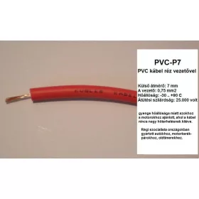 PVC-P7 rézszálas PVC gyújtókábel – piros/fekete, 7 mm