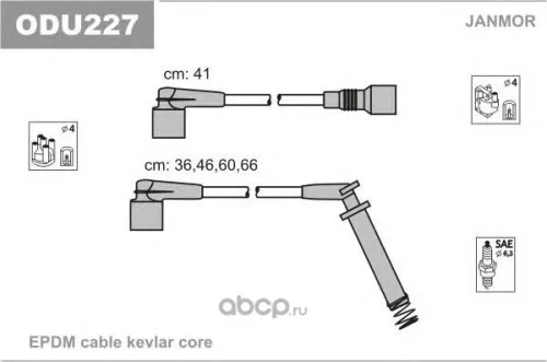 JANMOR ODU227 gyújtókábel készlet – (OE: 612556 / 53-0048) - (kompatibilitás: lásd a leírásban)