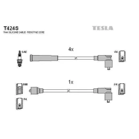   TESLA T424S gyújtókábel készlet, Wartburg 1.3 és Trabant 1.1 modellekhez, tüskés csatlakozóval
