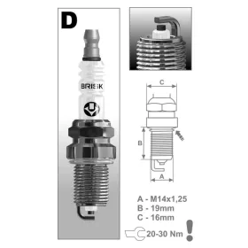  BRISK D17YC gyújtógyertya – M14 x 1,25 – menethossz 19 mm – kulcsnyílás 16 mm (kompatibilitás: lásd a leírásban!)