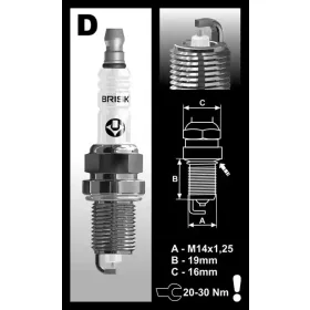   BRISK DR15YS gyújtógyertya palettás kiszerelés – M14 x 1,25 – Menethossz: 19 mm, Kulcsnyílás: 16 mm (kompatibilitás: lásd a leírásban!)