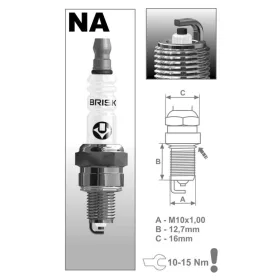   Brisk NAR14YC gyújtógyertya robogókhoz – M10x1,00 – Menethossz: 12,7 mm, Kulcs: 16 mm (kompatibilitás: lásd a leírásban!)