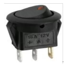 Világítós LED-es kerek kapcsoló, piros, 12V