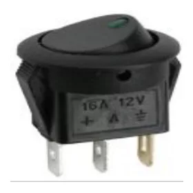 Világítós LED-es kerek kapcsoló, zöld, 12V