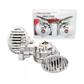 12V-os krómozott harsona kürt pár relével (91608)