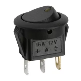 Világítós LED-es kerek kapcsoló, sárga, 12V