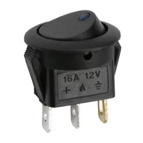 Világítós LED-es kerek kapcsoló, kék, 12V
