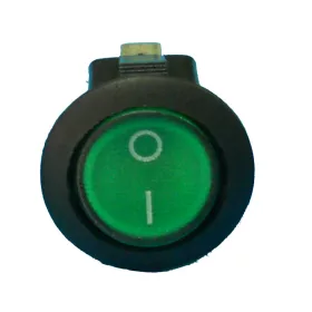 Kerek, zöld LED-es billenőkapcsoló, 12V