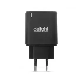   Delight 20W-os Type-C és USB-A gyorstöltő adapter, fekete (55047BK)