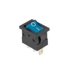 Világítós szögletes billenőkapcsoló, kicsi, kék, 12V