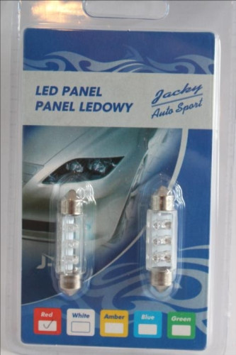Jacky 78152 12V 6 LED-es piros szofita izzó, 36 mm, 2 db/csomag