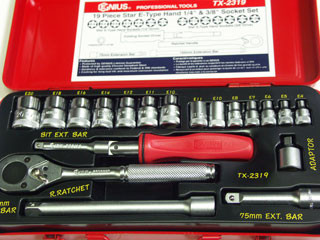 Tx-2319 szerszámkészlet 19 db E-tip 1/4" 3/8"