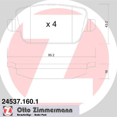 Hátsó fékbetét garnitúra – Zimmermann 24537.160.1 (Ford, Volvo)