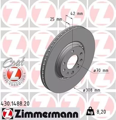 Első féktárcsa – Zimmermann 430.1488.20 (Opel, Saab)