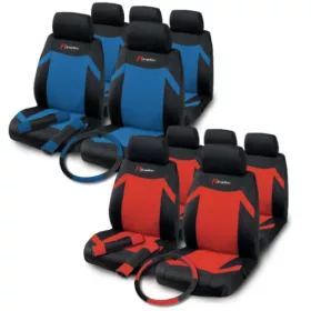   Üléshuzat + kormányvédő szett – Indy, fekete-kék – 17002