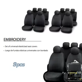 Üléshuzat szett – Embroidery, fekete-szürke – 10028