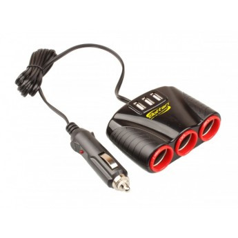 Szivargyújtó elosztó hármas + 3 USB 30328