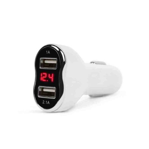 Autós szivargyujtó adapter 2xusb, feszmérövel fehér 55054wh