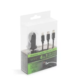   4 az 1-ben szivargyújtós adapter USB csatlakozással, fekete (54920BK)