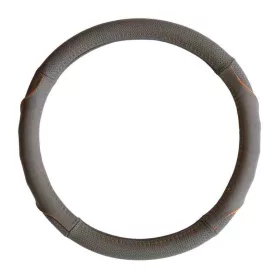   Szürke bőr kormányvédő narancssárga varrással (37-39 cm)