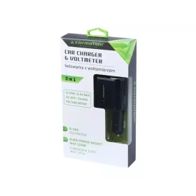 Autós szivargyújtó adapter 3xUSB 5A feszültségmérővel