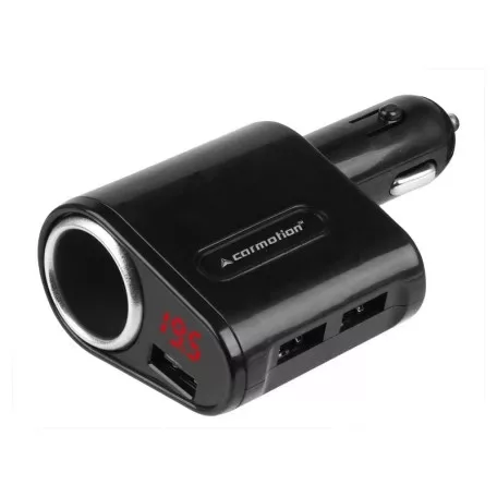 Autós szivargyújtó adapter 3xUSB 5A feszültségmérővel