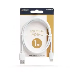   Delight 55550WH-1 USB Type-C Adat- és Töltőkábel, 1 m, Fehér