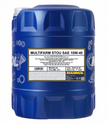 MANNOL Multifarm STOU 10W-40 20L (2502, API CG-4/CF-4/CF/CE/CD/SF, GL-4, ACEA E3)