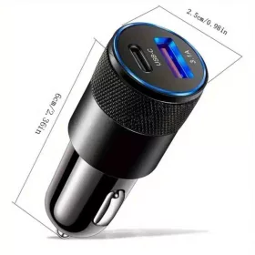   16929 Szivargyújtós USB töltő 3,1A 15W + C-típusú aljzat