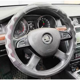   Műbőr kormányvédő 38cm fekete - szürke (203-7bk) autolife