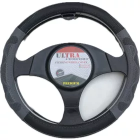   Valódi bőr kormányvédő 38cm fekete/szürke (5002GRAY) 00948 autolife