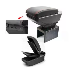   Gyári hatású műbőr univerzális kartámasz 7 USB-s – állítható konzol szélesség, A-009 (W13145)