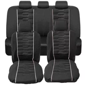   203-4W 11 részes univerzális üléshuzat szett – fekete, fehér csíkokkal (légzsák kompatibilis)