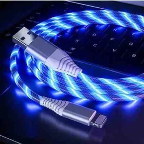   Apple Lightning világító LED töltőkábel – kék színben (1in1)