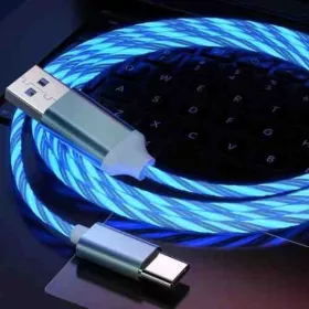   Type-C világító LED töltőkábel - kék színben (1in1c) autolife