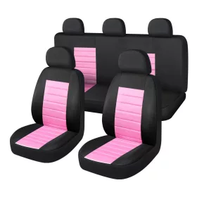   9 részes, két helyen osztható univerzális üléshuzat szett – légzsák kompatibilis – pink/fekete (AD9341PK)