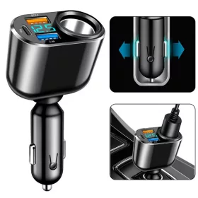   Autós töltő, prémium QC3 USB – 3 port + szivargyújtó aljzat (13184)
