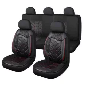   Üléshuzat műbőr+szövet univerzális 11 részes 2 helyen osztható légzsákos fekete-piros 80172