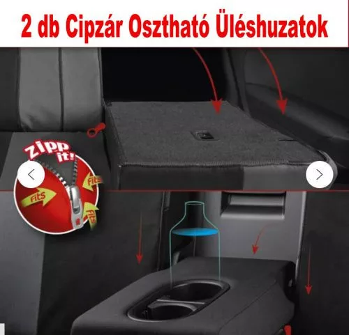 Autolife 01495 9 részes univerzális üléshuzat szett – fekete, légzsákos, osztható