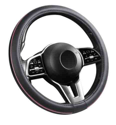 Bőrhatású kormányvédő 38cm / pink betétes (00894)   autolife
