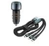Autós töltő + 3in1 gyorstöltő kábel – 48W, Quick Charge 3.0, 12–24V (Autolife 13320)