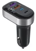 K33 Szivargyújtós autós töltő – 4 portos (2×15 W USB + 2×15 W Type-C), beépített voltmérővel