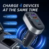 K33 Szivargyújtós autós töltő – 4 portos (2×15 W USB + 2×15 W Type-C), beépített voltmérővel