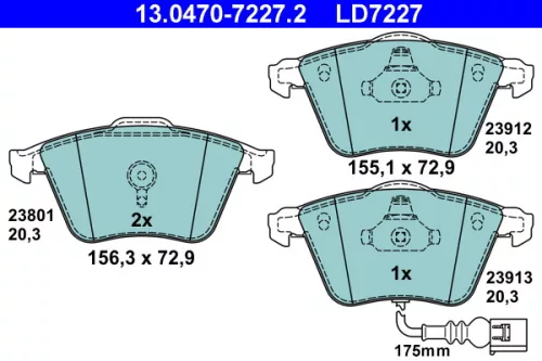 Első fékbetét készlet – ATE Ceramic 13.0470-7227.2 (Audi, Seat, Volkswagen)